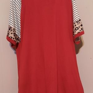 2XL Red, Stripe and Leopard Shirt